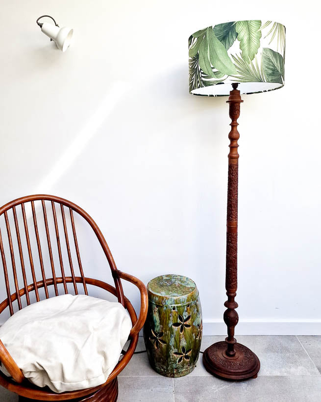 Teak floor online lamp mid century