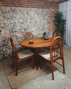 Mid Century Teak Round Dining Table & 4 Chairs