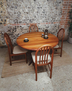 Mid Century Teak Round Dining Table & 4 Chairs