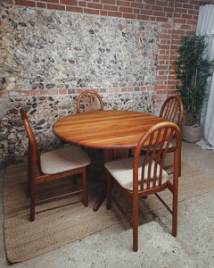 Mid Century Teak Round Dining Table & 4 Chairs