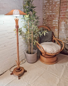 Mid Century Standard Bamboo Floor Lamp inc. Shade