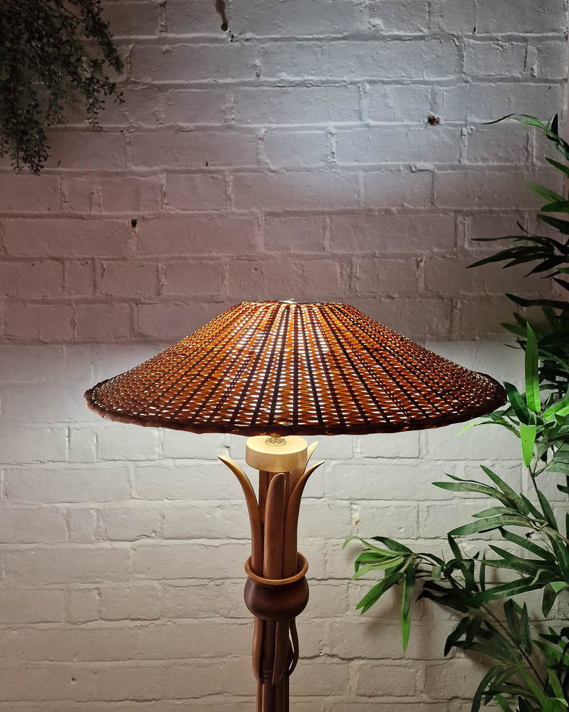 Mid Century Standard Bamboo Floor Lamp inc. Shade