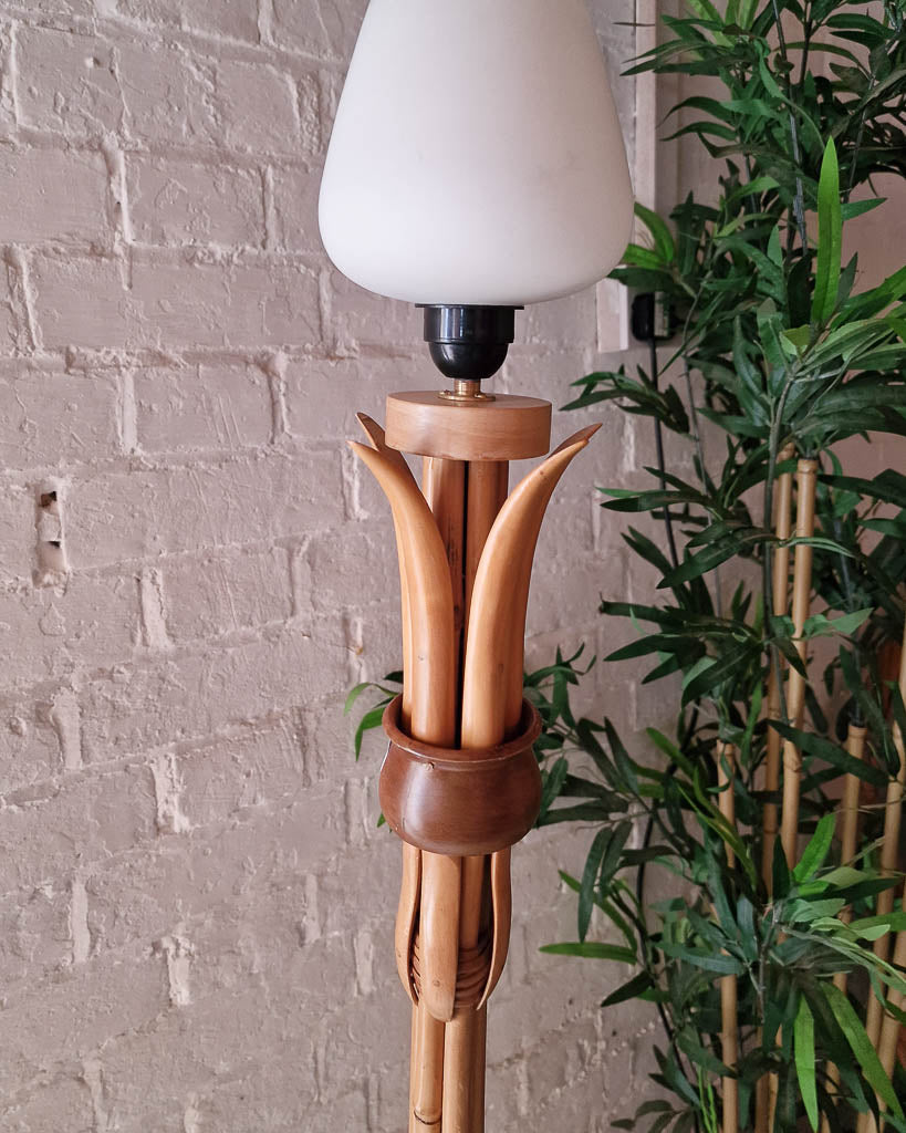 Mid Century Standard Bamboo Floor Lamp inc. Shade