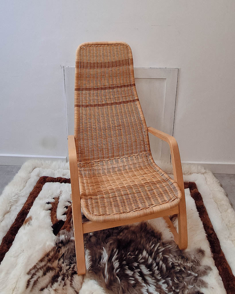 Mid Century Bentwood Wicker Cantilever Lounge Chair