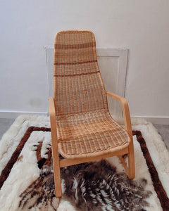 Mid Century Bentwood Wicker Cantilever Lounge Chair