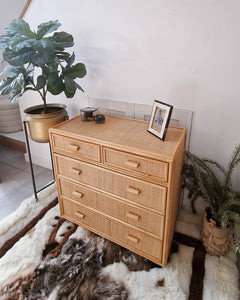 Mid Century Bamboo & Rattan Chest of Drawers