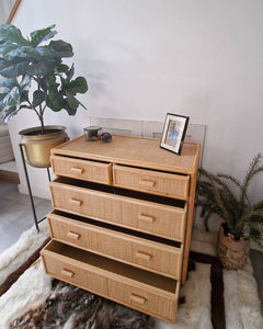 Mid Century Bamboo & Rattan Chest of Drawers