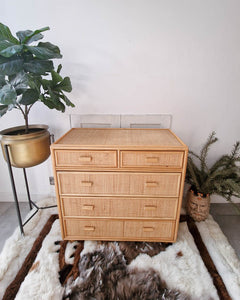 Mid Century Bamboo & Rattan Chest of Drawers