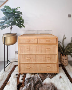 Mid Century Bamboo & Rattan Chest of Drawers