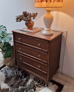 Mid Century Bamboo & Rattan Chest of Drawers