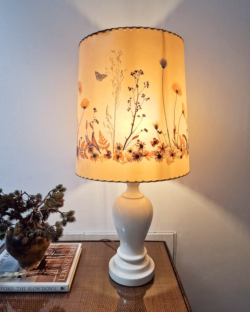 Mid Century Table Lamp & Vellum Lampshade