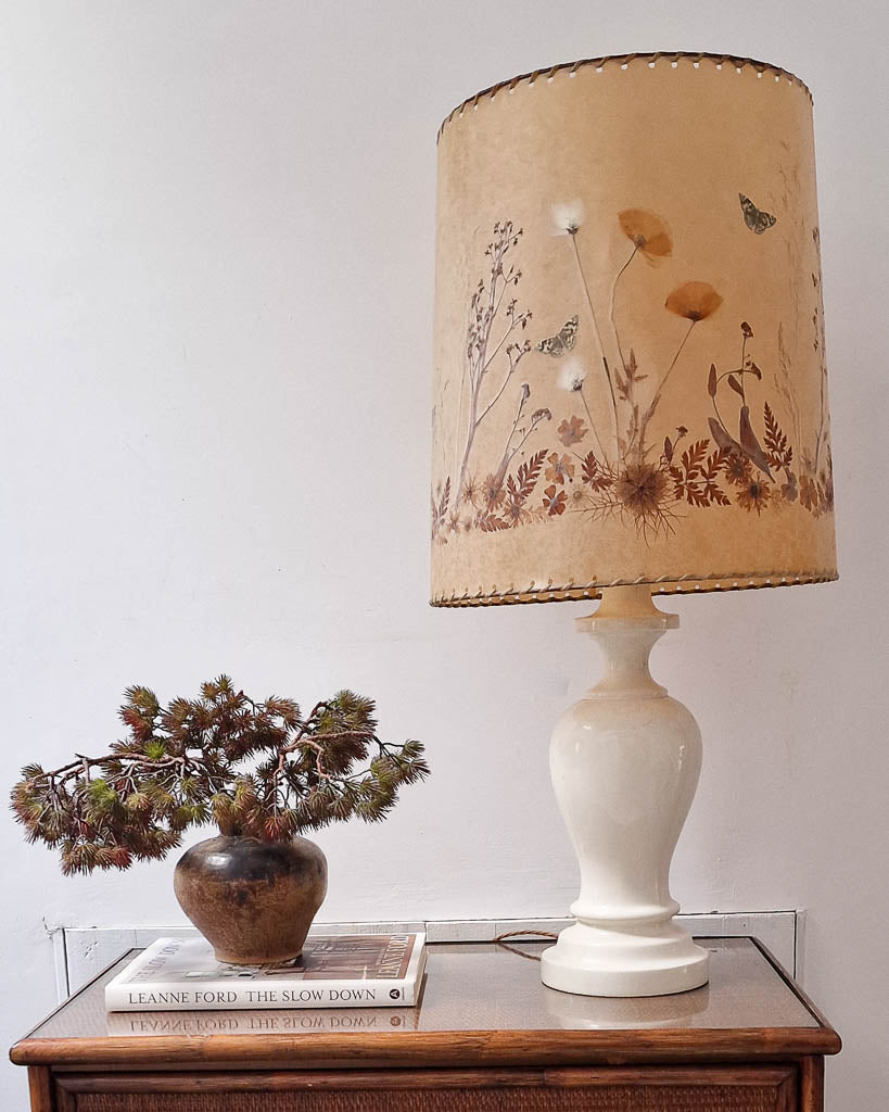 Mid Century Table Lamp & Vellum Lampshade