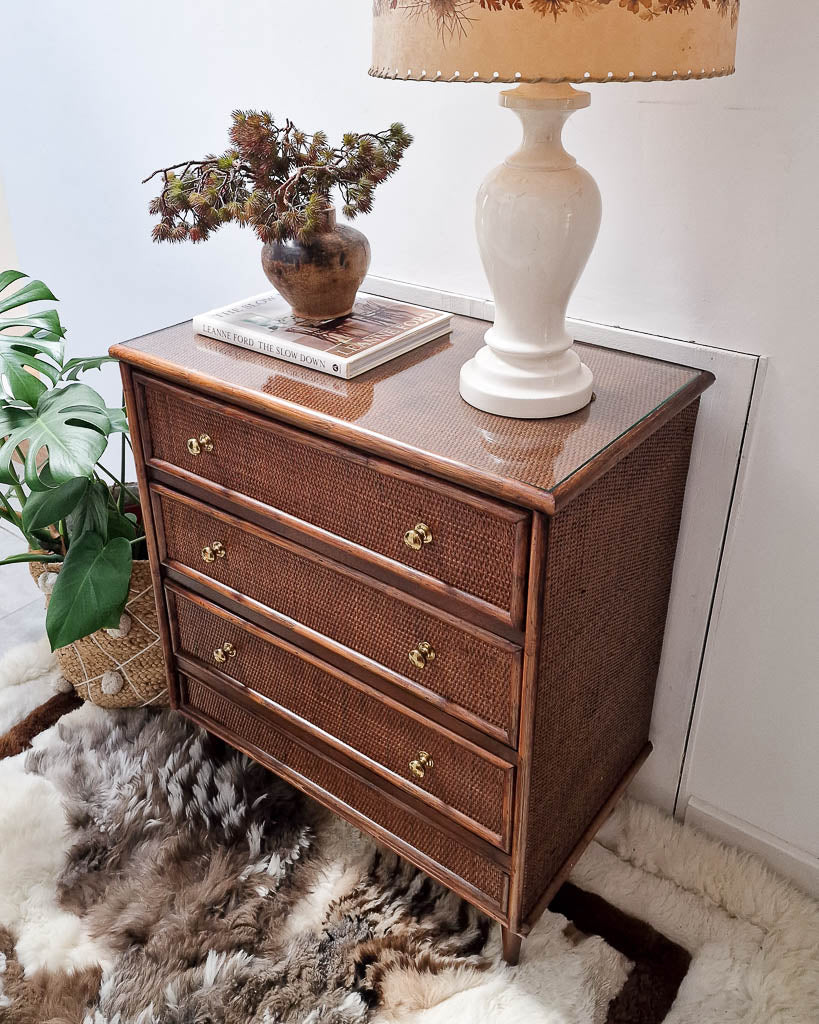 Mid Century Bamboo & Rattan Chest of Drawers