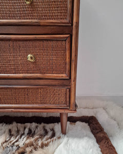 Mid Century Bamboo & Rattan Chest of Drawers