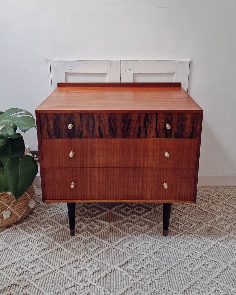 Mid Century Mahogany & Teak Chest of Drawers