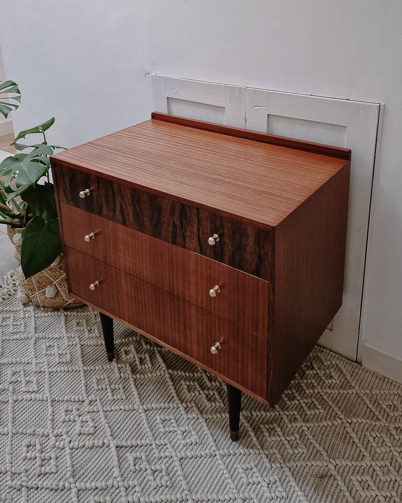 Mid Century Mahogany & Teak Chest of Drawers