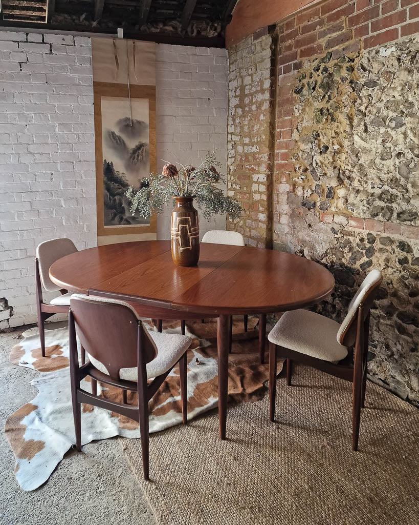 Mid Century Teak G Plan Dining Table & Six Elliotts of Newbury Dining Chairs