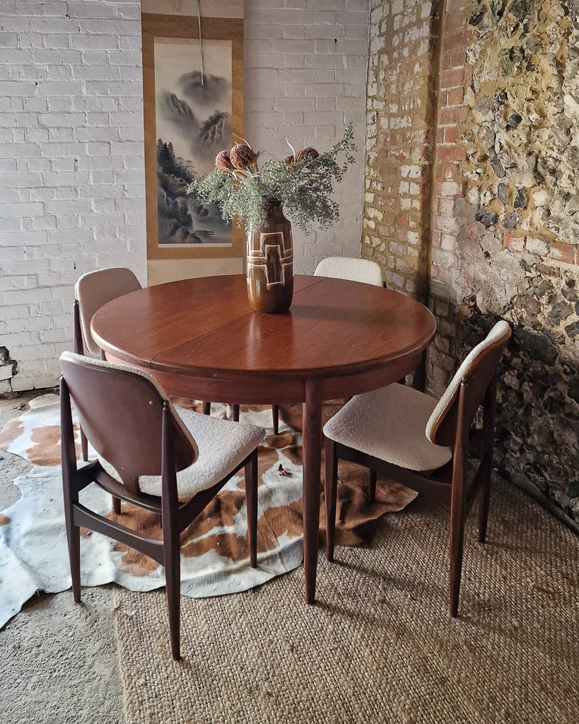 Mid Century Teak G Plan Dining Table & Six Elliotts of Newbury Dining Chairs