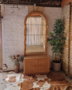 Large Mid Century Bamboo Bookcase / Display Cabinet