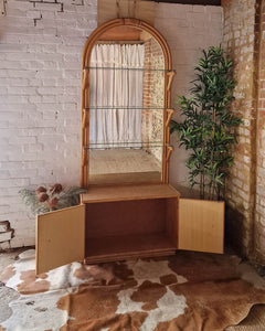 Large Mid Century Bamboo Bookcase / Display Cabinet