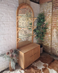 Large Mid Century Bamboo Bookcase / Display Cabinet