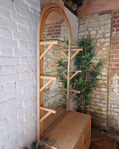 Large Mid Century Bamboo Bookcase / Display Cabinet