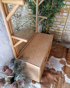 Large Mid Century Bamboo Bookcase / Display Cabinet