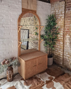 Medium Mid Century Vintage Bamboo Bookcase / Display Cabinet