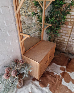 Medium Mid Century Vintage Bamboo Bookcase / Display Cabinet