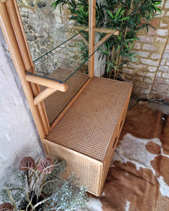 Medium Mid Century Vintage Bamboo Bookcase / Display Cabinet