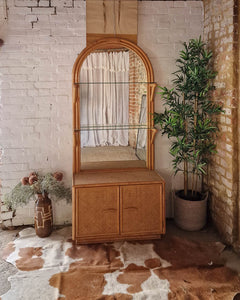 Medium Mid Century Vintage Bamboo Bookcase / Display Cabinet