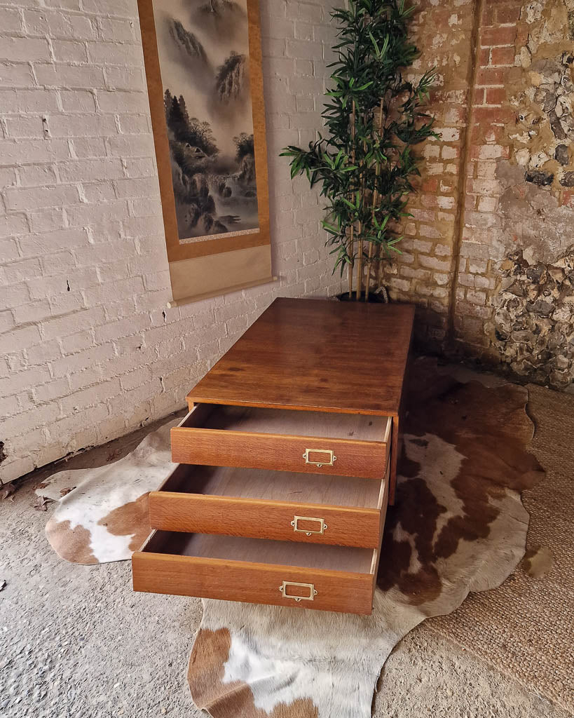 Mid Century Plan Chest Coffee Table on Wheels