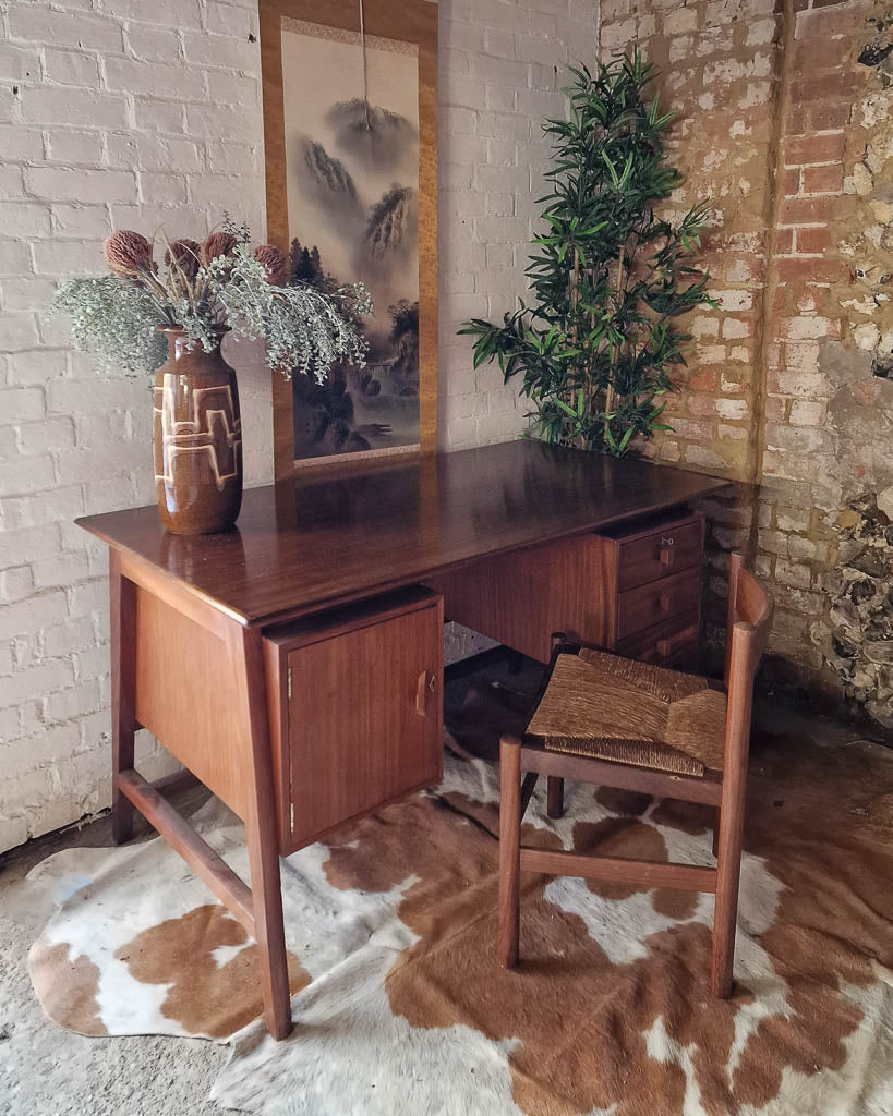 Mid Century Large Teak Executive Desk