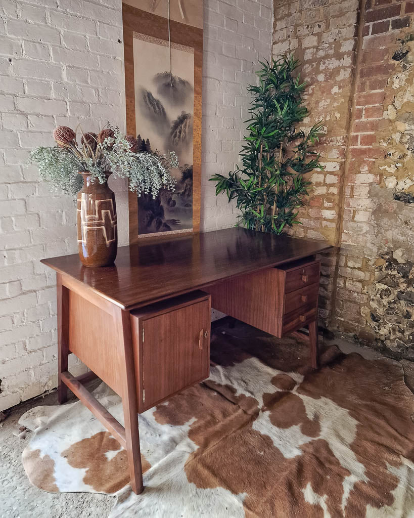 Mid Century Large Teak Executive Desk