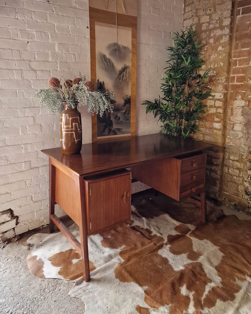 Mid Century Large Teak Executive Desk