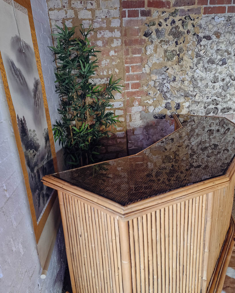 Italian Mid Century Large Bamboo Cocktail Bar