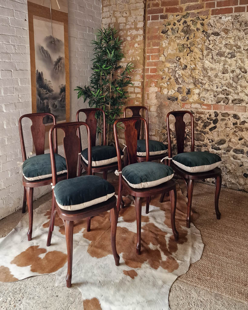 Antique Early 20th Century Thonet Queen Anne Style Bentwood Chairs (x6)