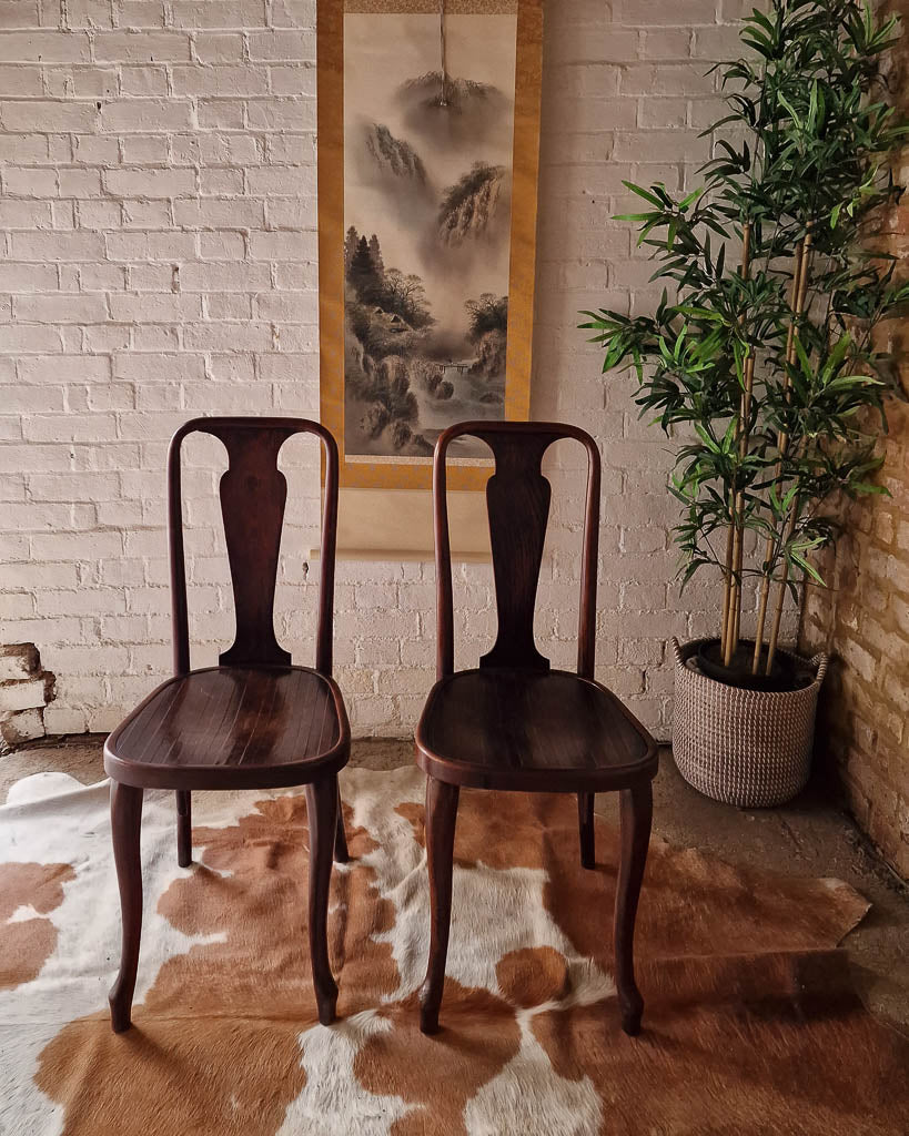 Antique Early 20th Century Thonet Queen Anne Style Bentwood Chairs (x6)