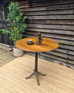 Victorian Cast Iron & Oak Small Round Occasional Table