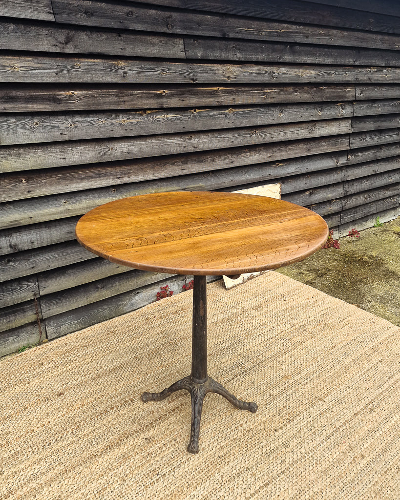 Victorian Cast Iron & Oak Small Round Occasional Table