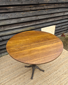 Victorian Cast Iron & Oak Small Round Occasional Table