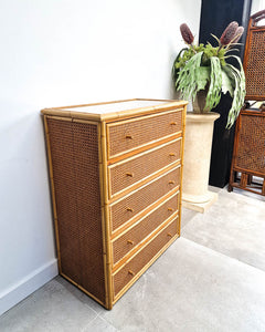 Vintage Bamboo & Rattan Chest of Drawers