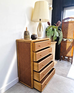 Vintage Bamboo & Rattan Chest of Drawers