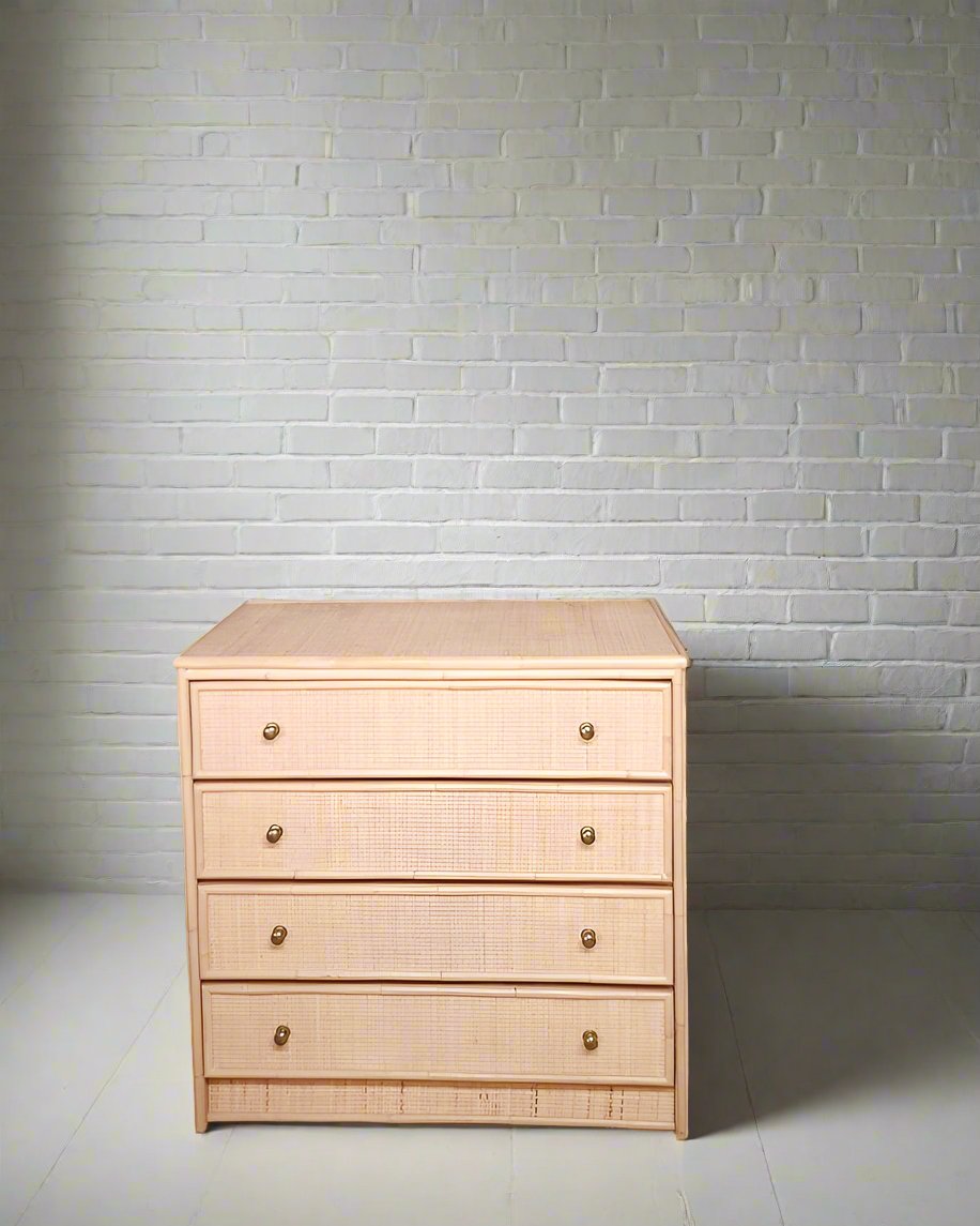 Italian Vintage Bamboo & Rattan Chest of Drawers