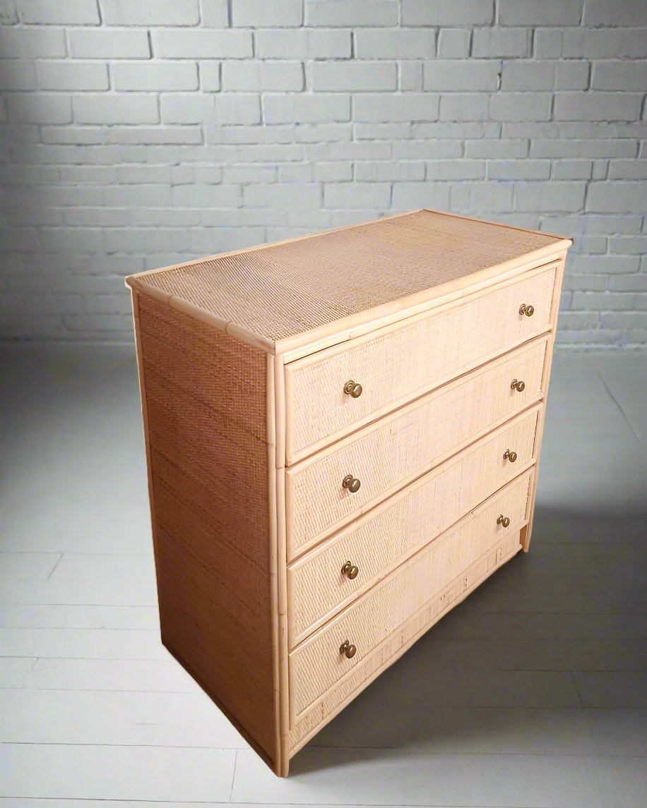 Italian Vintage Bamboo & Rattan Chest of Drawers