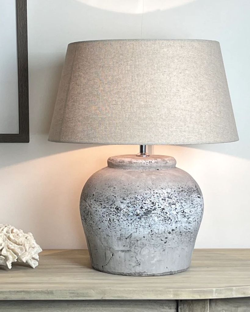 Vintage Stone Effect Aged Table Lamp (Large)