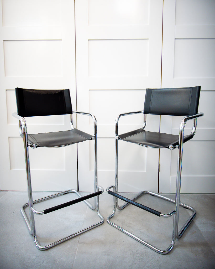 Bauhaus Style Chrome Bar / Kitchen Stools (Pair) – Gruffertys