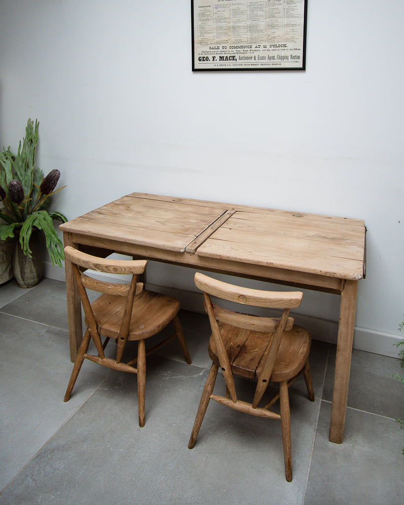 Vintage Double School Desk & Chairs