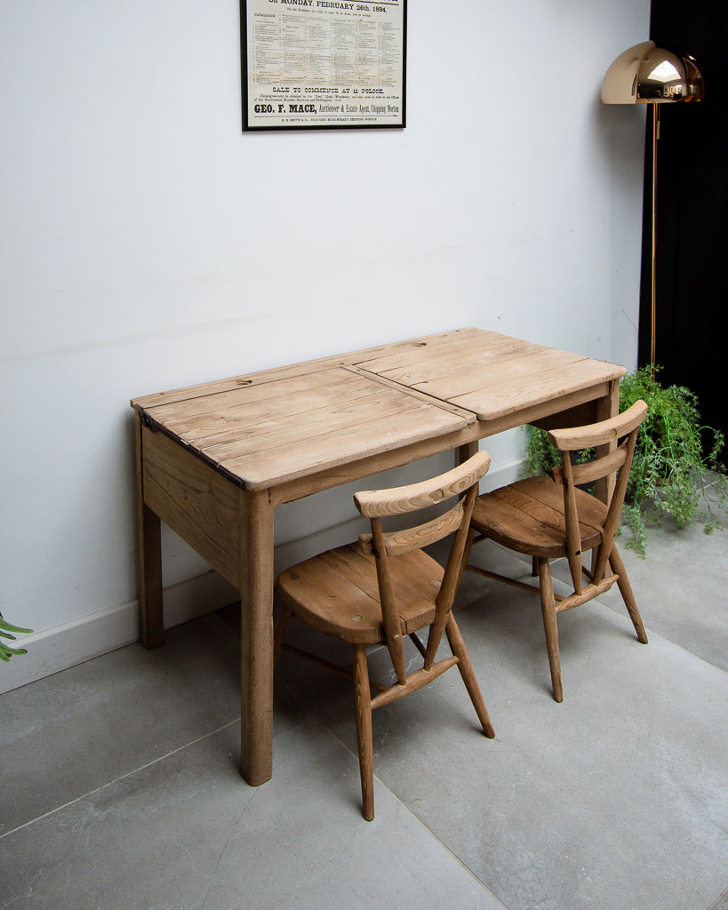 Vintage Double School Desk & Chairs